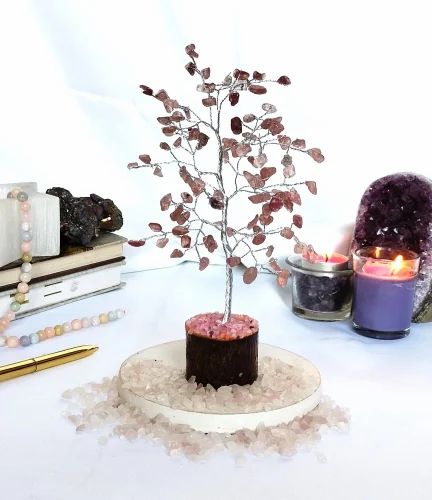 Strawberry Quartz Crystal Tree (Wooden Base, 300)