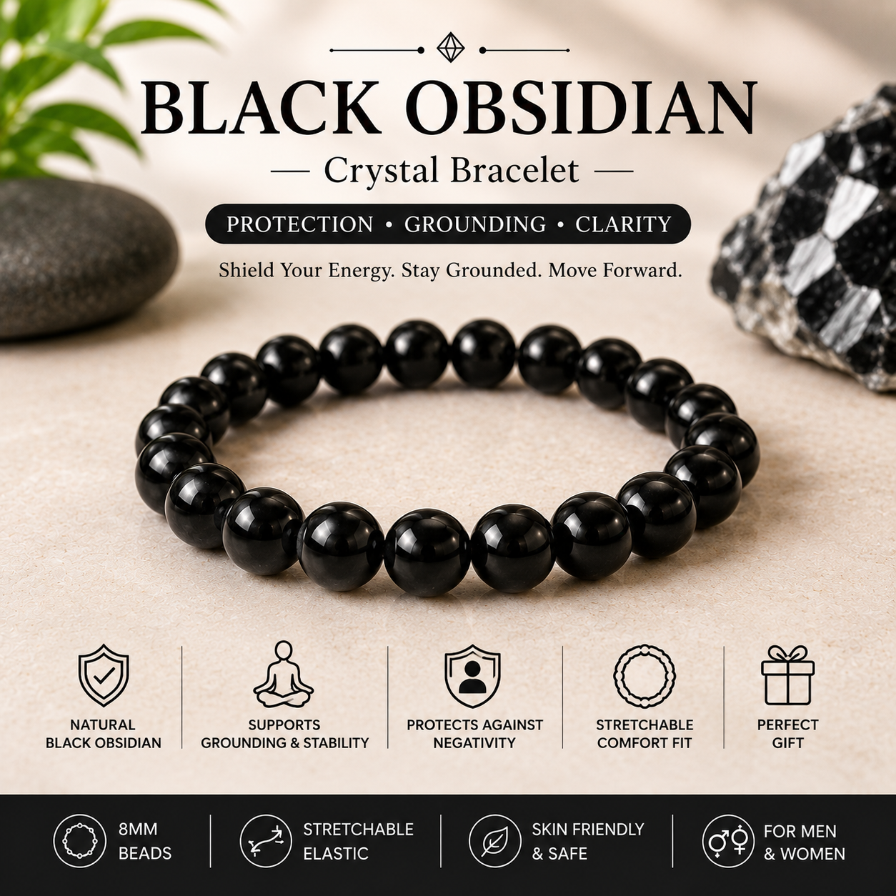 Natural Healing Gemstone Bracelet | 8mm Crystal Beaded Bracelet