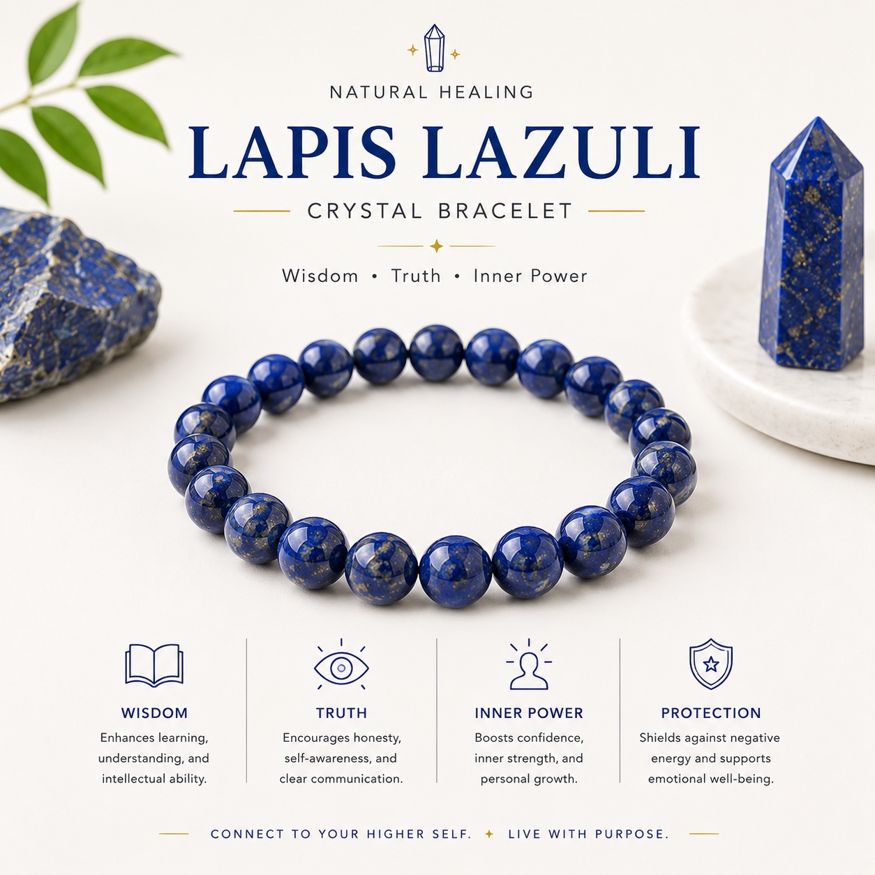 Natural Healing Gemstone Bracelet | 8mm Crystal Beaded Bracelet