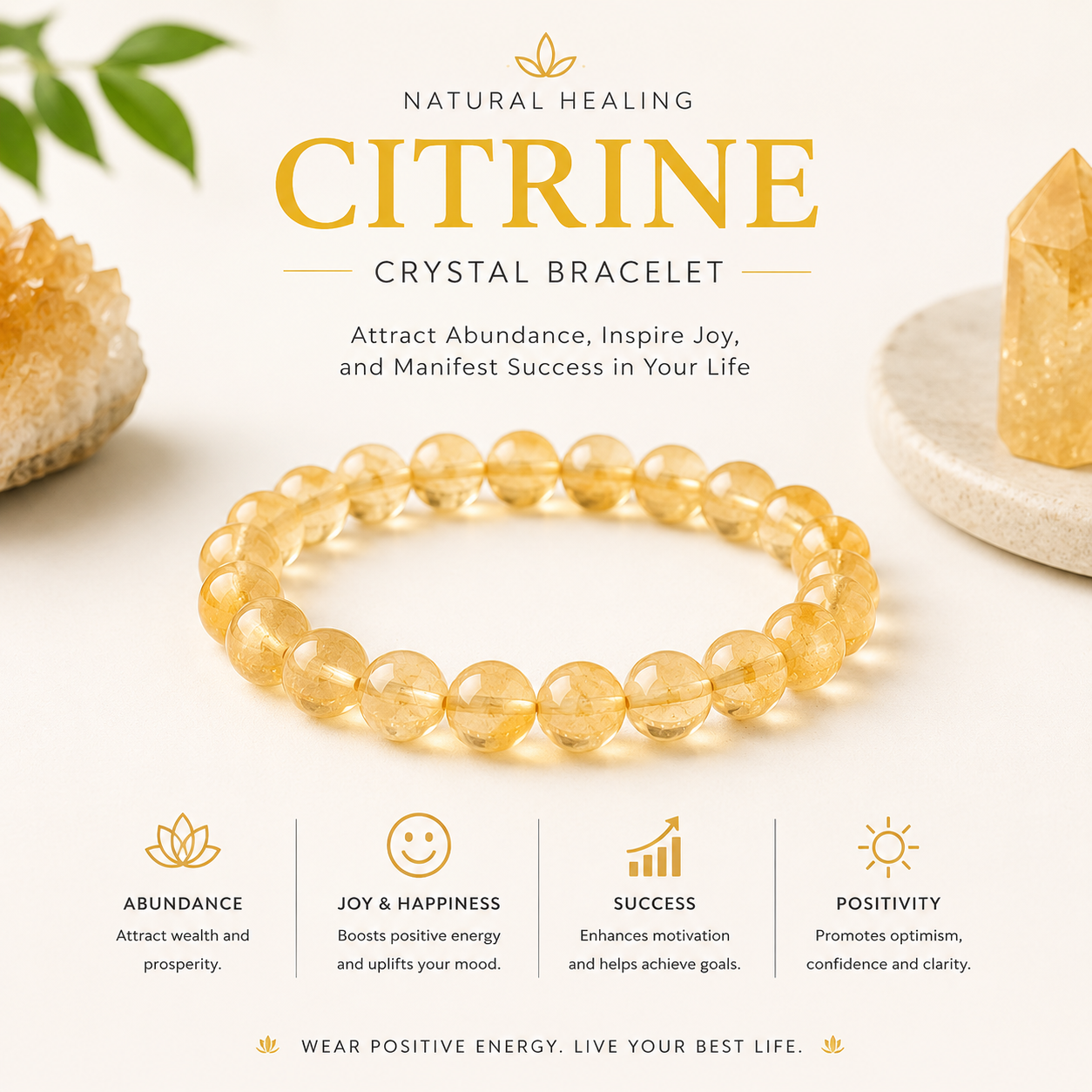 Natural Healing Gemstone Bracelet | 8mm Crystal Beaded Bracelet