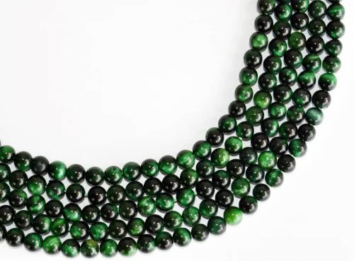 Tiger Cats Eye Green Heated Crystal Beads
